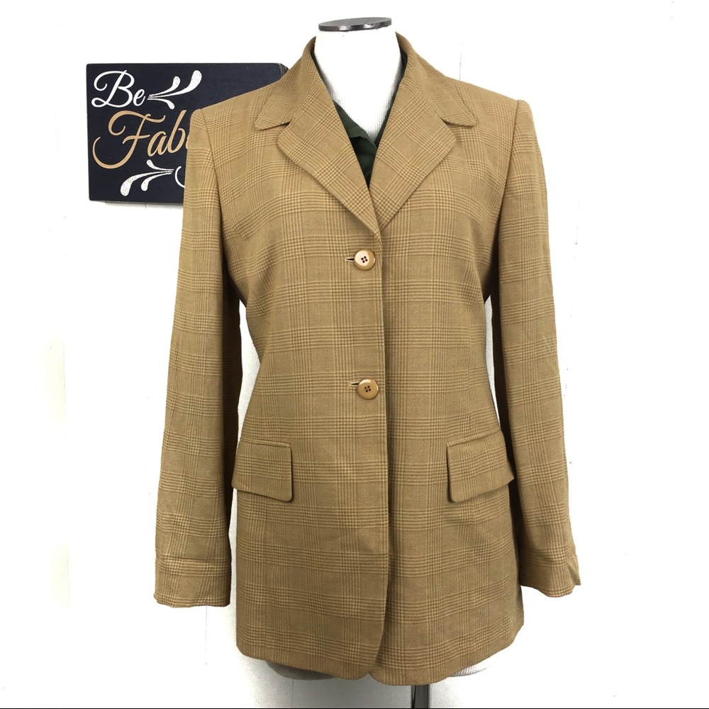 Vintage Jones New York Mustard Glen Plaid Blazer - Picture 1 of 8